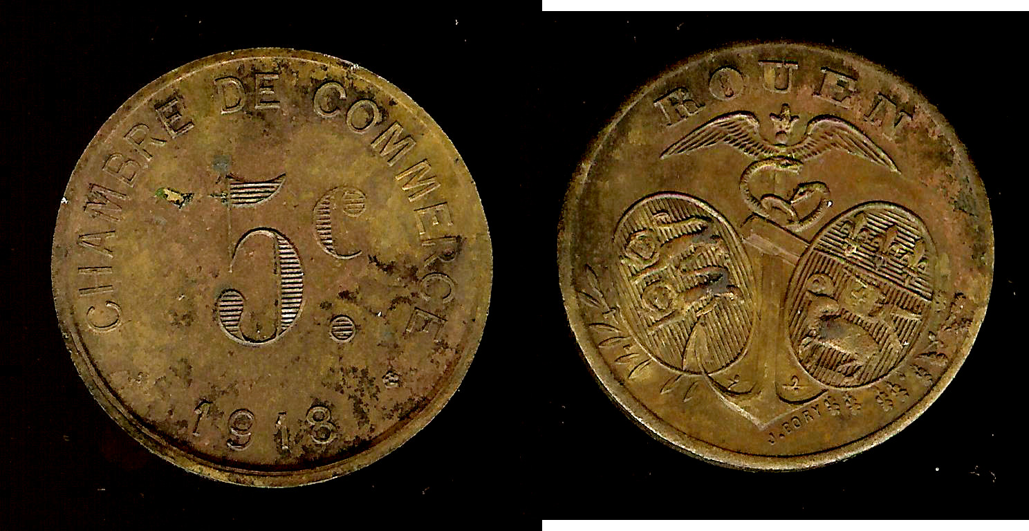 Chambre de commerce Rouen - Seine-Maritime (76) 5 centimes 1918